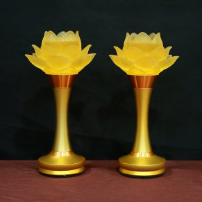 đèn thờ hoa sen 1 bông thủy lưu ly thân vàng