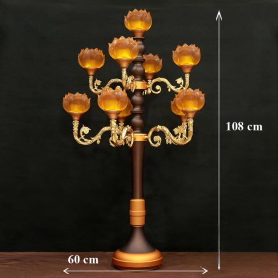 Doi Den Luu Ly Hoa Sen Vang 10 Bong Than Co Cao 108cm 3