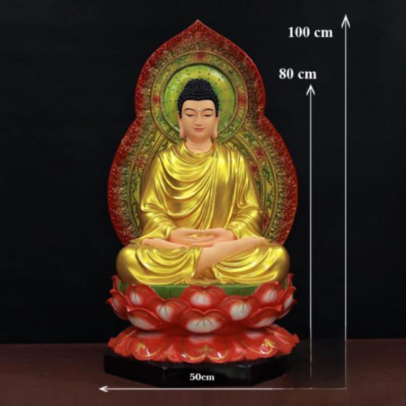 Tuong Ngai Bon Su Thich Ca Ngoi Dai Sen De Luc Giac Bang Composite Cao 80cm Tong La De 100cm 4