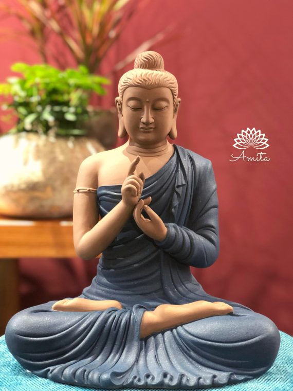 Tượng Phật Thích Ca ấn chuyển pháp luân bằng gốm TP000063
