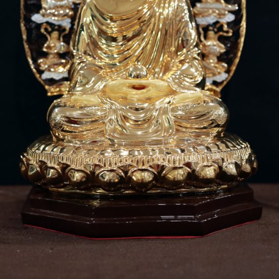 Tuong Phat Thich Ca Mau Ni Ngoi Dai Sen Bang Dong Co La De 8 Canh Cao 45cm Tong La De 60cm 1