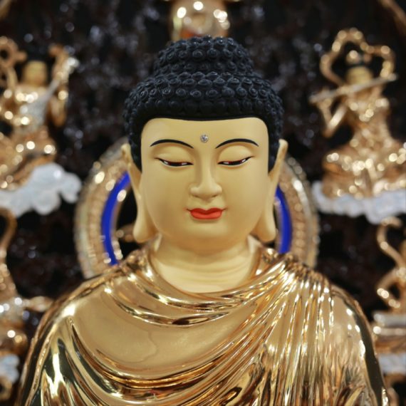 Tuong Phat Thich Ca Mau Ni Ngoi Dai Sen Bang Dong Co La De 8 Canh Cao 45cm Tong La De 60cm 2
