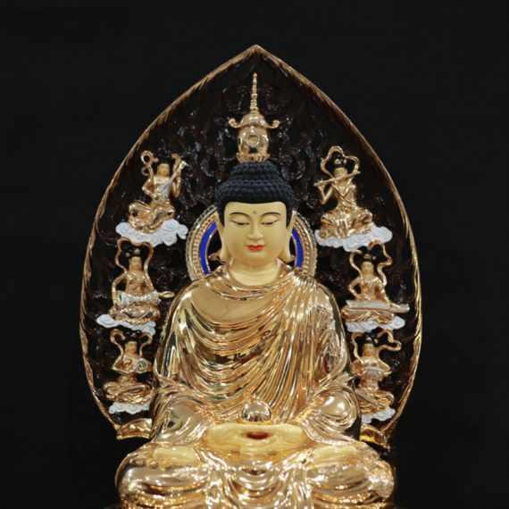 Tuong Phat Thich Ca Mau Ni Ngoi Dai Sen Bang Dong Co La De 8 Canh Cao 45cm Tong La De 60cm 3