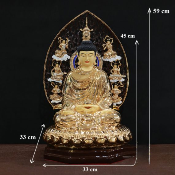 Tuong Phat Thich Ca Mau Ni Ngoi Dai Sen Bang Dong Co La De 8 Canh Cao 45cm Tong La De 60cm 4