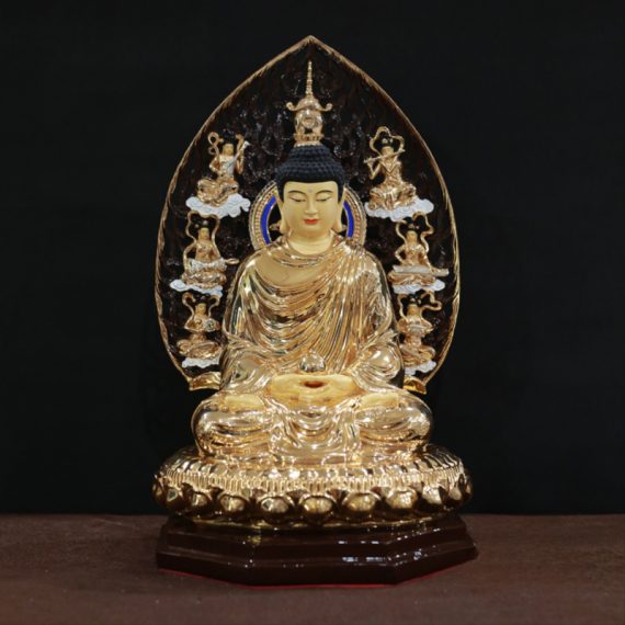 Tuong Phat Thich Ca Mau Ni Ngoi Dai Sen Bang Dong Co La De 8 Canh Cao 45cm Tong La De 60cm 6