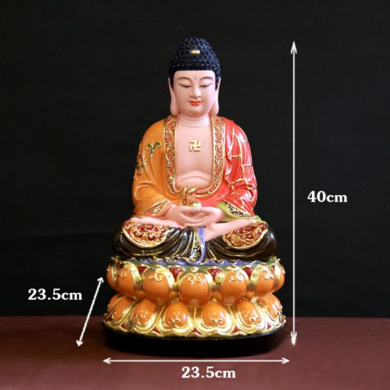 Tuong Phat Thich Ca Ngoi Bang Composite Son Mau Cao 48cm 2