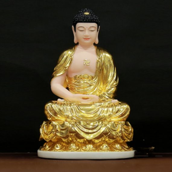 Tuong Phat Thich Ca Ngoi Dai Sen Bang Bot Da Dat Vang 998 Cao 40cm 1