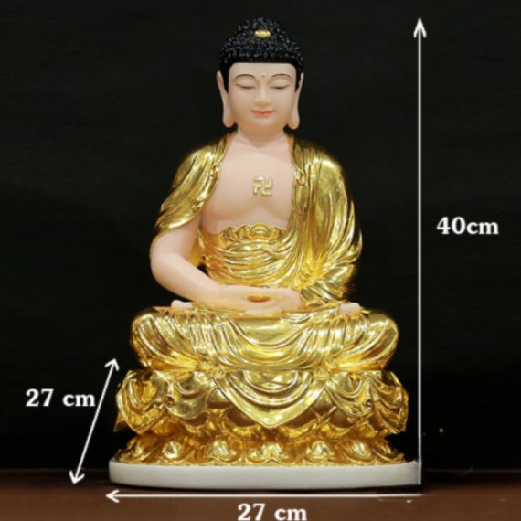 Tuong Phat Thich Ca Ngoi Dai Sen Bang Bot Da Dat Vang 998 Cao 40cm 5