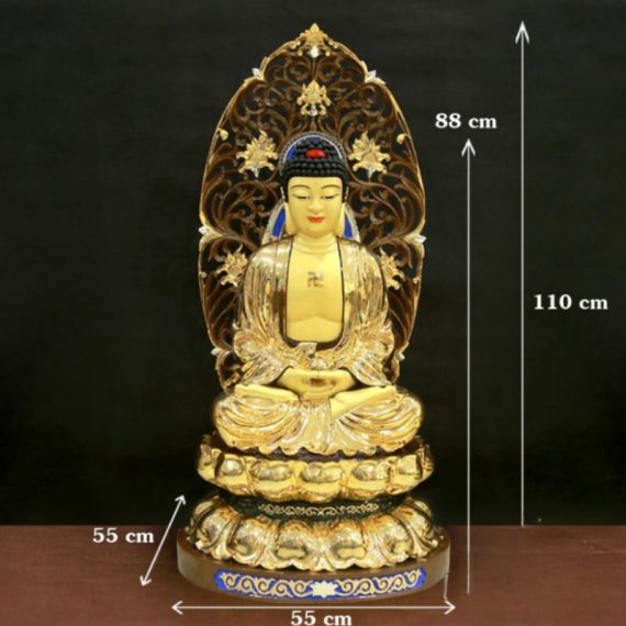 Tuong Phat Thich Ca Ngoi Dai Sen Bang Dong Cao 88cm Tong La De 110cm 5 1