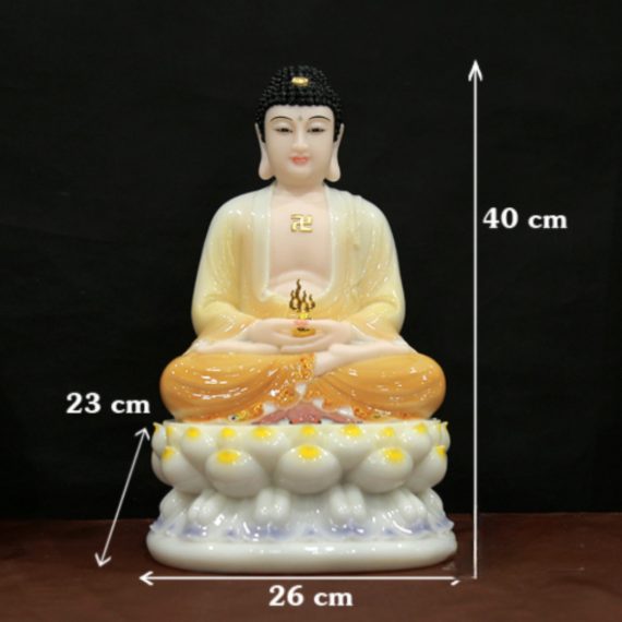 Tuong Phat Thich Ca Ngoi Dai Sen Son Vang Bang Bot Da Cao 40cm 3