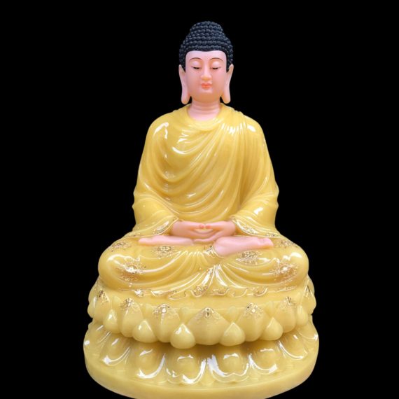 Tuong Thich Ca Mau Ni Ngoi Tinh Tam Bang Bot Da Thach Anh Vien Vang Cao 66cm 1