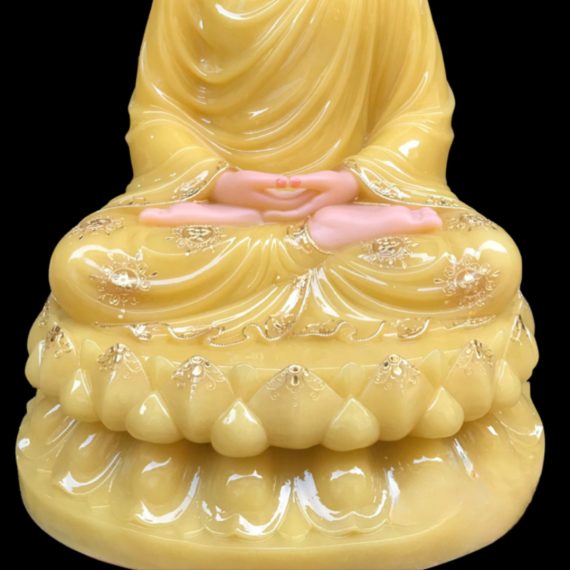 Tuong Thich Ca Mau Ni Ngoi Tinh Tam Bang Bot Da Thach Anh Vien Vang Cao 66cm 2
