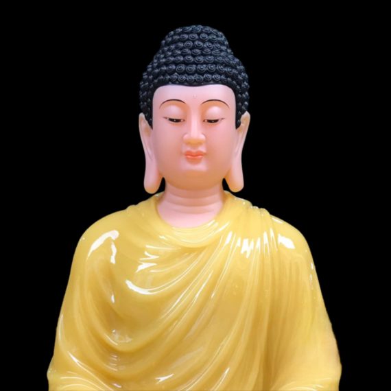 Tuong Thich Ca Mau Ni Ngoi Tinh Tam Bang Bot Da Thach Anh Vien Vang Cao 66cm 4
