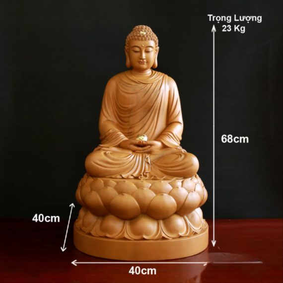 Tuong Thich Ca Ngoi Dai Sen Bang Go Huong Chuong Cao 66cm 3
